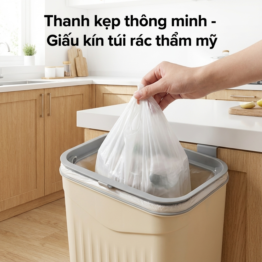 Thùng rác treo tường nhà bếp có nắp ngăn mùi, Thùng đựng rác đa năng dán tường văn phòng nhà vệ sinh