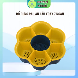 Rổ Đựng Rau Ăn Lẩu Xoay 7 Ngăn , Rổ Nhựa Để Hoa Quả Khay Lẩu Rá Rau Củ Hình Hoa