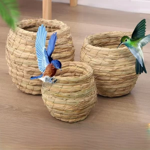 Tổ Rơm Cho Chim Vẹt/Gà Runti/Chào Mào 7x11cm - Làm Từ Sợi Rơm Tự Nhiên, Thủ Công Tỉ Mỉ