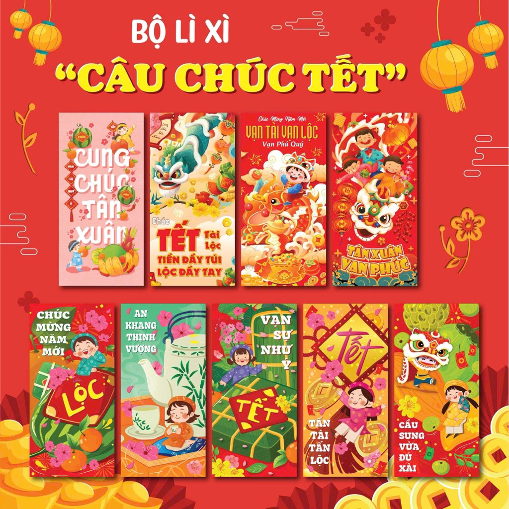 Bao Lì Xì Tết 2026 Bính Ngọ Hình Con Ngựa Dễ Thương - Set 30/50/100 Cái - Giấy Dày Đẹp Luka Food