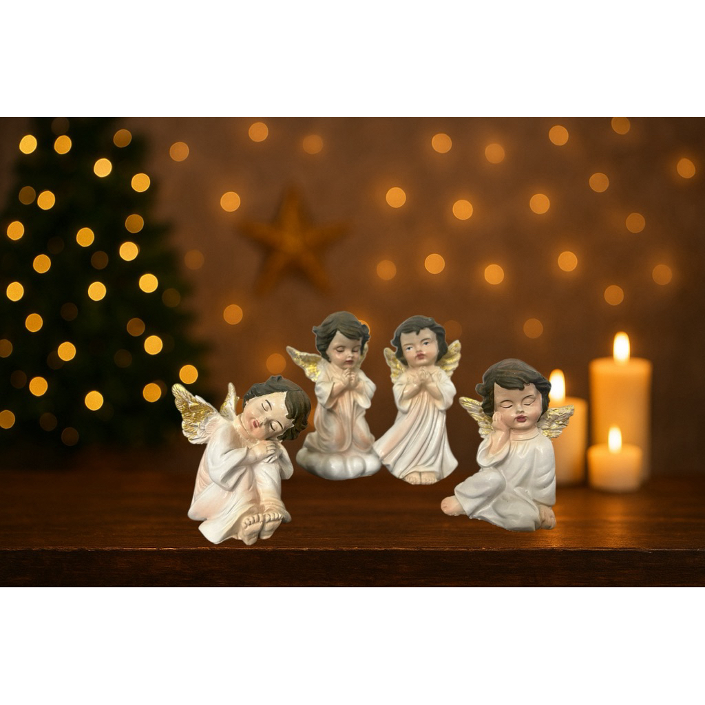 Tượng Thiên Thần Trang Trí Noel Mini – Decor Giáng Sinh Sang Trọng, Để Bàn/Trang Trí Hang Đá.