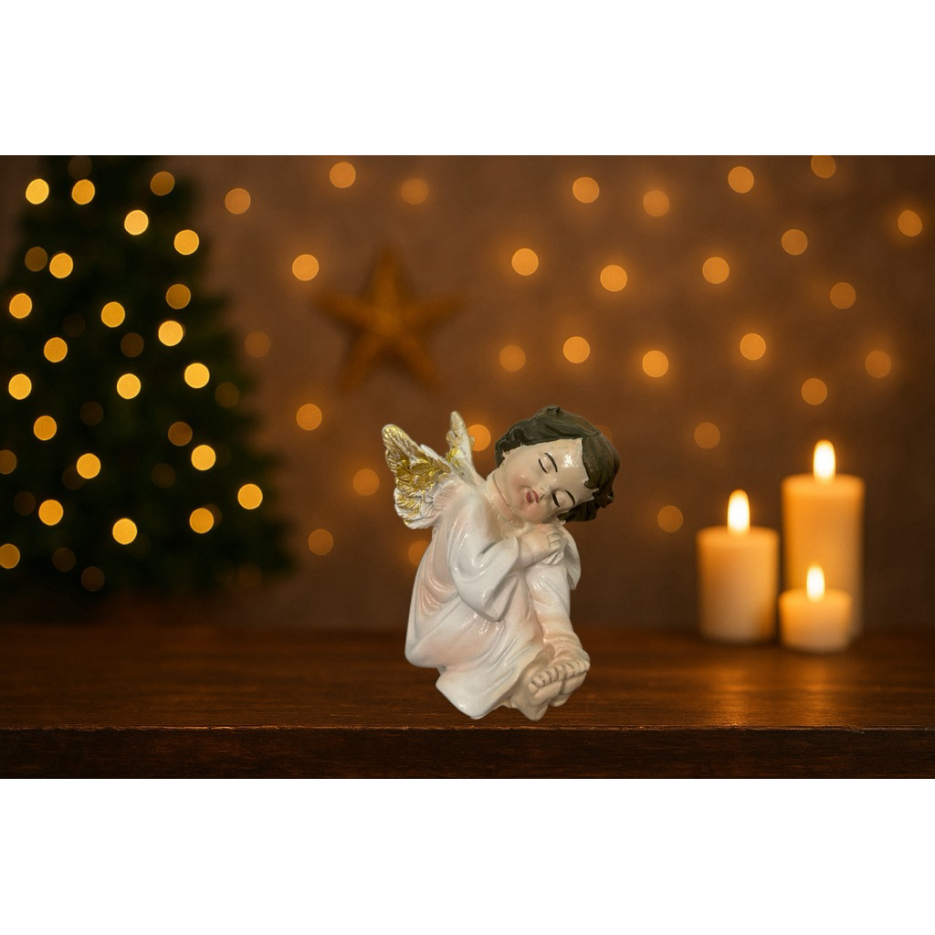 Tượng Thiên Thần Trang Trí Noel Mini – Decor Giáng Sinh Sang Trọng, Để Bàn/Trang Trí Hang Đá.