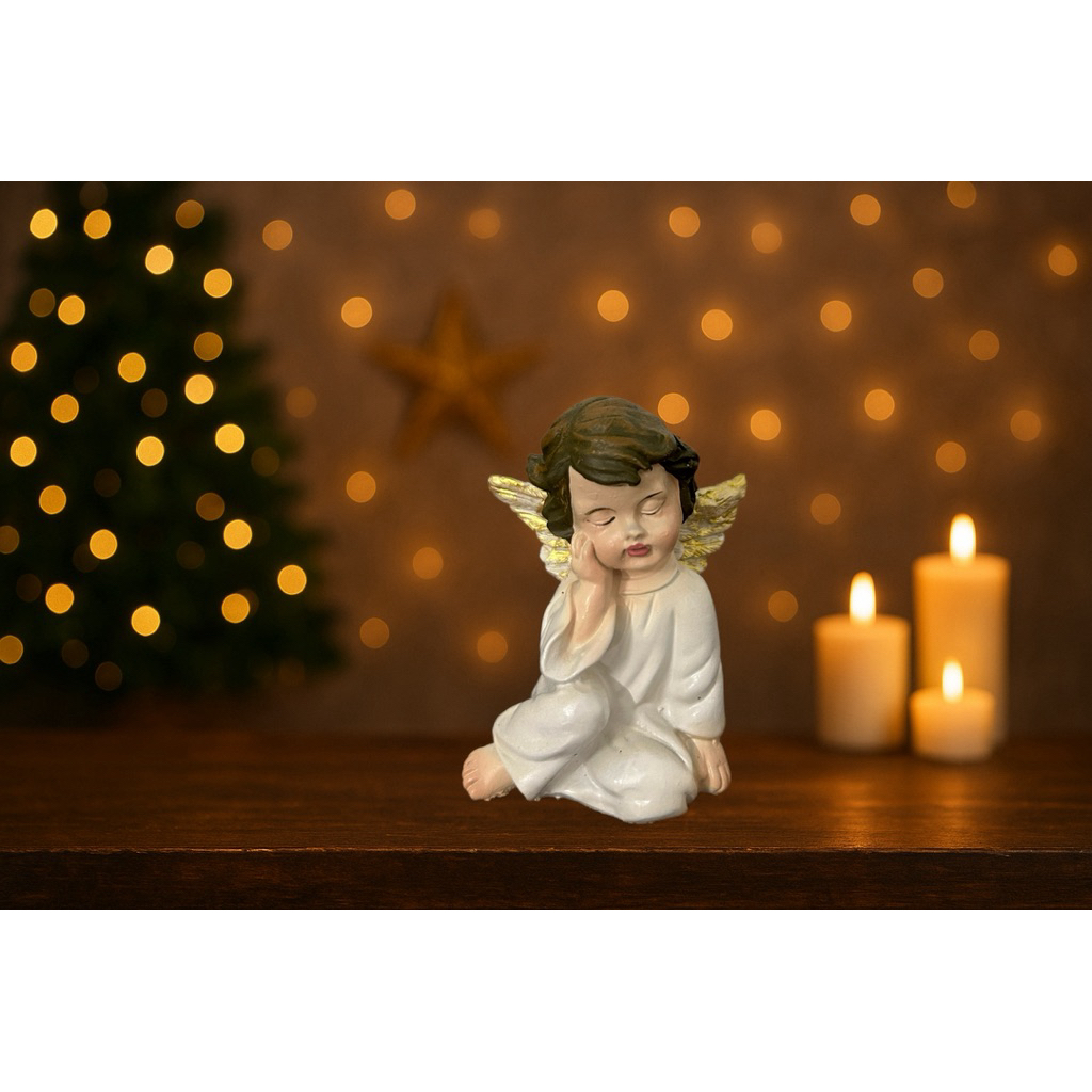 Tượng Thiên Thần Trang Trí Noel Mini – Decor Giáng Sinh Sang Trọng, Để Bàn/Trang Trí Hang Đá.