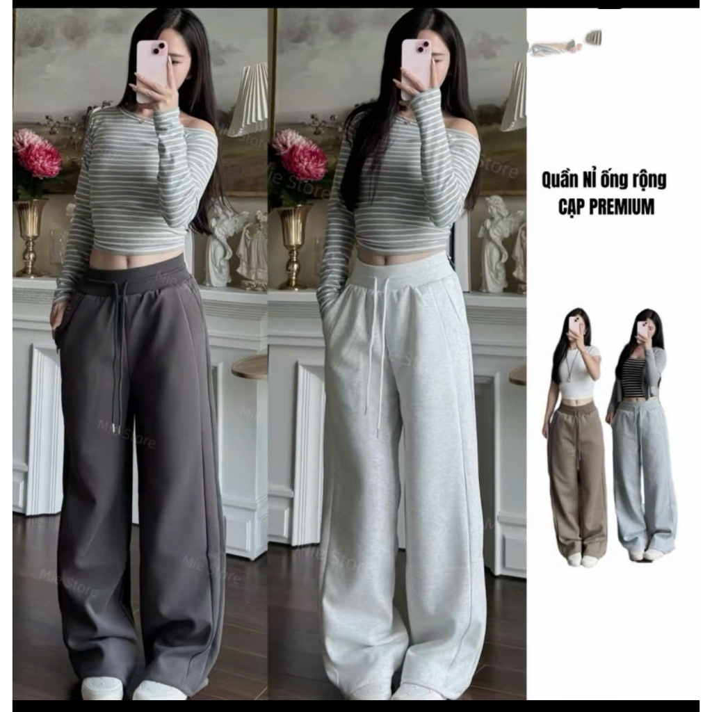 Quần nỉ 2 da thu đông form rộng đẹp chất dày dặn hot trend