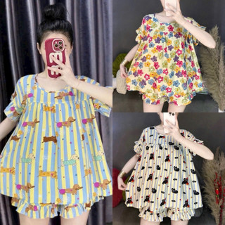 Đồ Bộ Tole Nữ Đùi Babydoll Mặc Nhà, Bộ Tole Lanh Chất Liệu Mềm Mát Siêu Hút Mồ Hôi <65kg