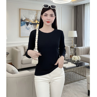 [Combo 3]Áo thun gân tăm Dài tay nữ Cổ Tròn,Form Ôm Co Giãn,chất liệu Cao cấp,thanh lịch,trẻ trung.