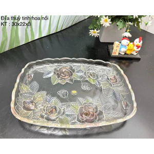Đĩa thuỷ tinh hoa nổi tinh tế/Đĩa decor trang trí