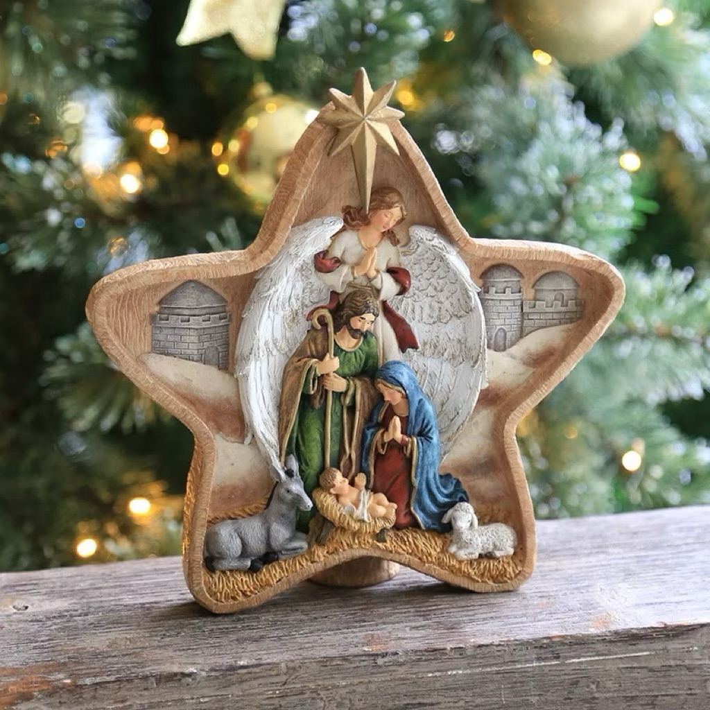 Mô Hình Hang Đá Giáng Sinh Mini – Decor Noel Hình Ngôi Sao