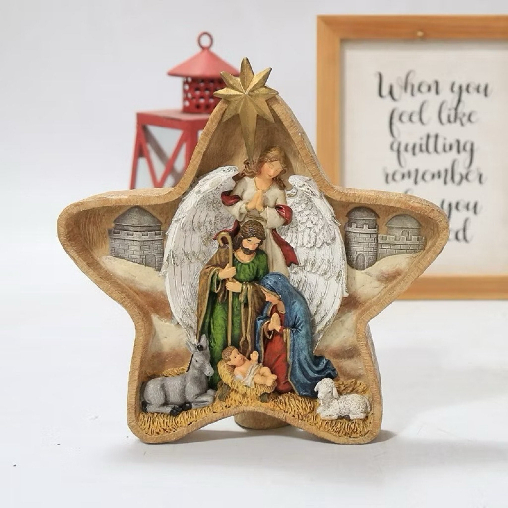Mô Hình Hang Đá Giáng Sinh Mini – Decor Noel Hình Ngôi Sao
