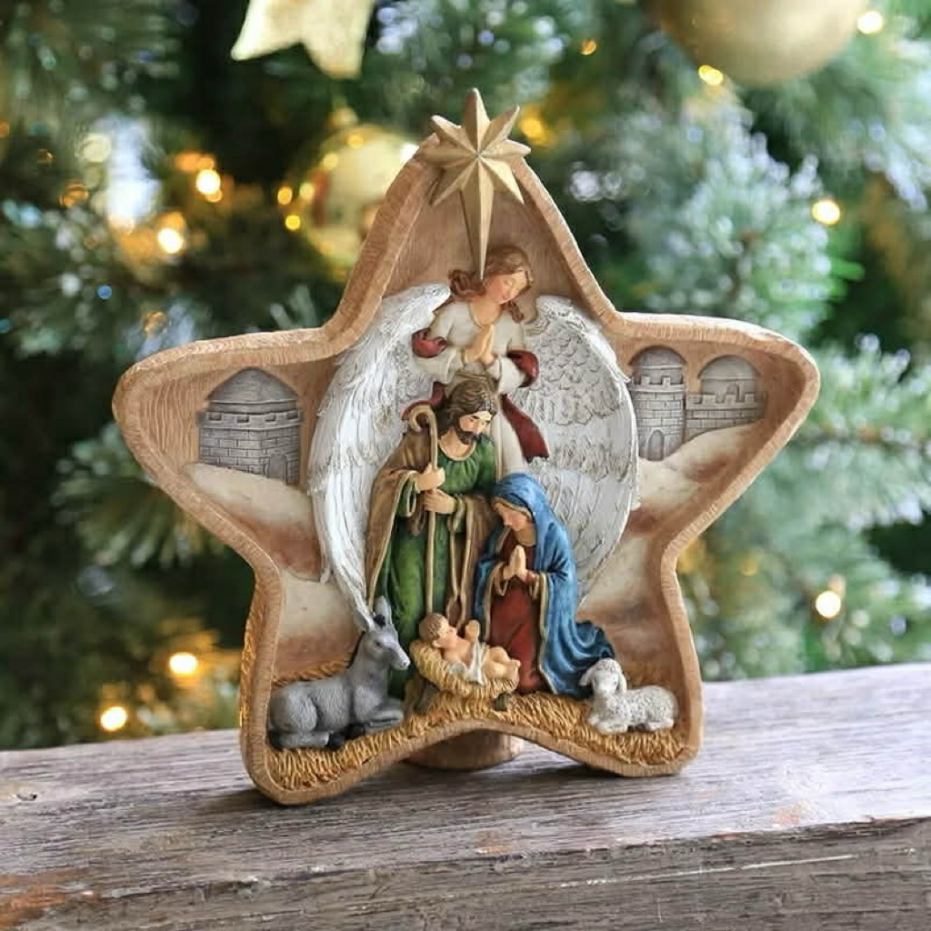 Mô Hình Hang Đá Giáng Sinh Mini – Decor Noel Hình Ngôi Sao