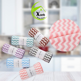 Khăn Mặt Lông Cừu Kẻ Lượn Sóng Siêu Thấm Nước GD50 - Set 10 Khăn Mặt Thấm Nước An Toàn Cho Da