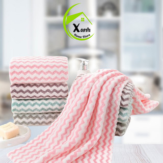 Khăn Mặt Lông Cừu Kẻ Lượn Sóng Siêu Thấm Nước GD50 - Set 10 Khăn Mặt Thấm Nước An Toàn Cho Da