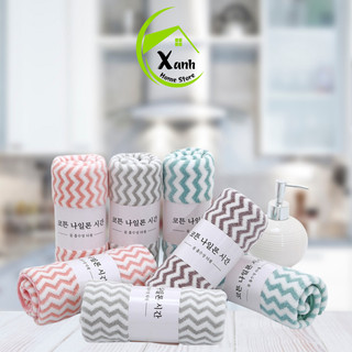 Khăn Mặt Lông Cừu Kẻ Lượn Sóng Siêu Thấm Nước GD50 - Set 10 Khăn Mặt Thấm Nước An Toàn Cho Da