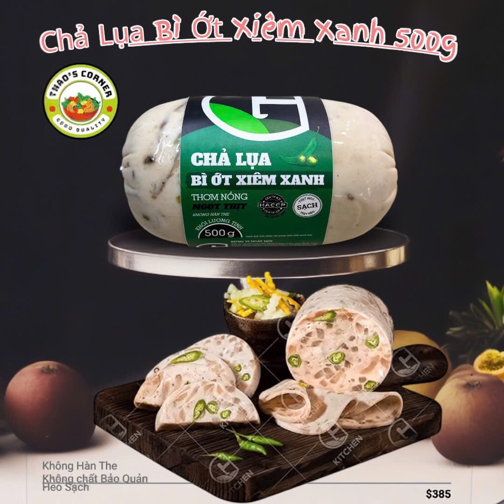 Chả lụa bì ớt xiêm xanh 500g
