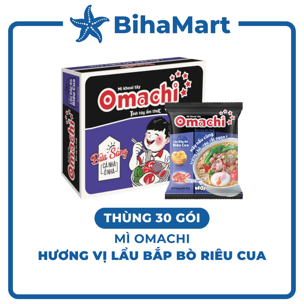 [THÙNG30GÓI]-MASAN- Mì khoai tây Omachi hương vị Lẩu Bắp Bò Riêu Cua ...