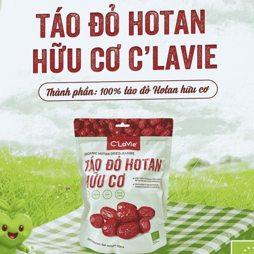 Táo đỏ Hotan hữu cơ C'Lavie Organic Dried Jujube 450g