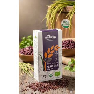 Gạo tím hữu cơ Hasa Bio loại dẻo 1kg ăn kiêng, ăn thực dưỡng
