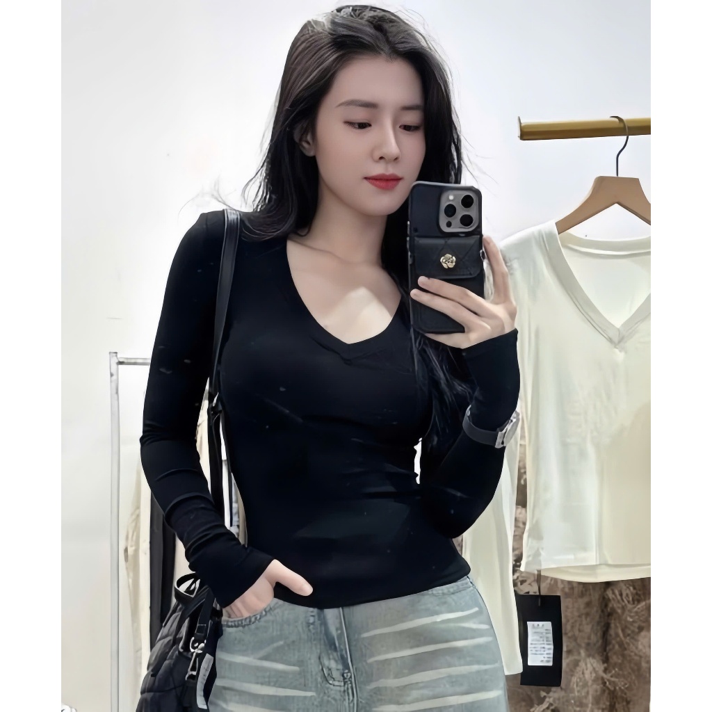 Áo Thun Dài Tay Dáng Cổ Chữ V Giữ Nhiệt Tốt Chất Liệu Cotton Dày Dặn Mềm Mịn Có BigSize - LL05