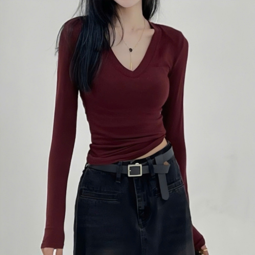 Áo Thun Dài Tay Dáng Cổ Chữ V Giữ Nhiệt Tốt Chất Liệu Cotton Dày Dặn Mềm Mịn Có BigSize - LL05