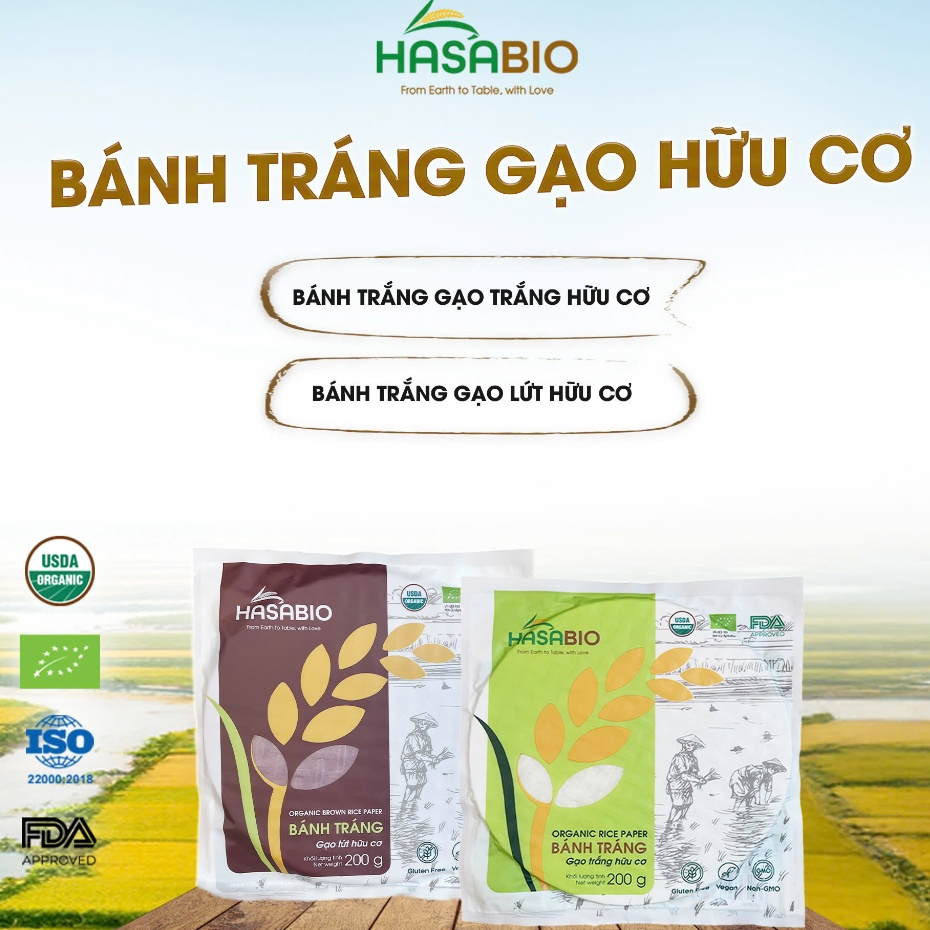 Bánh tráng hữu cơ HaSaBio Organic Rice Paper