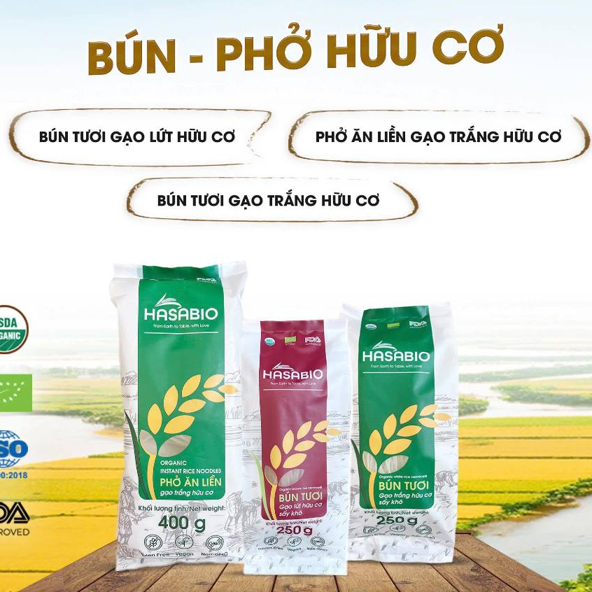 Bún - Phở HaSaBio (hữu cơ) sợi dai ngon, giàu chất dinh dưỡng