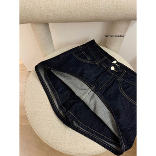 𝐏𝐡𝐢𝐞𝐧 | (Sẵn) W8319 Quần Váy Jean Ngắn Chữ A Xanh Dương Đậm WGWE