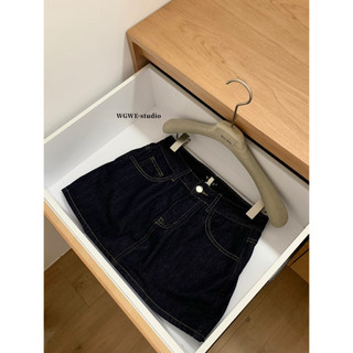 𝐏𝐡𝐢𝐞𝐧 | (Sẵn) W8319 Quần Váy Jean Ngắn Chữ A Xanh Dương Đậm WGWE