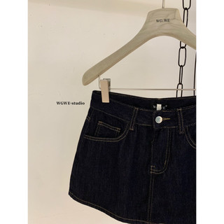 𝐏𝐡𝐢𝐞𝐧 | (Sẵn) W8319 Quần Váy Jean Ngắn Chữ A Xanh Dương Đậm WGWE