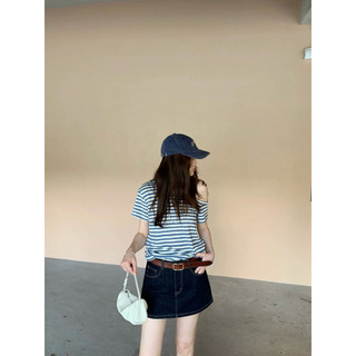 𝐏𝐡𝐢𝐞𝐧 | (Sẵn) W8319 Quần Váy Jean Ngắn Chữ A Xanh Dương Đậm WGWE