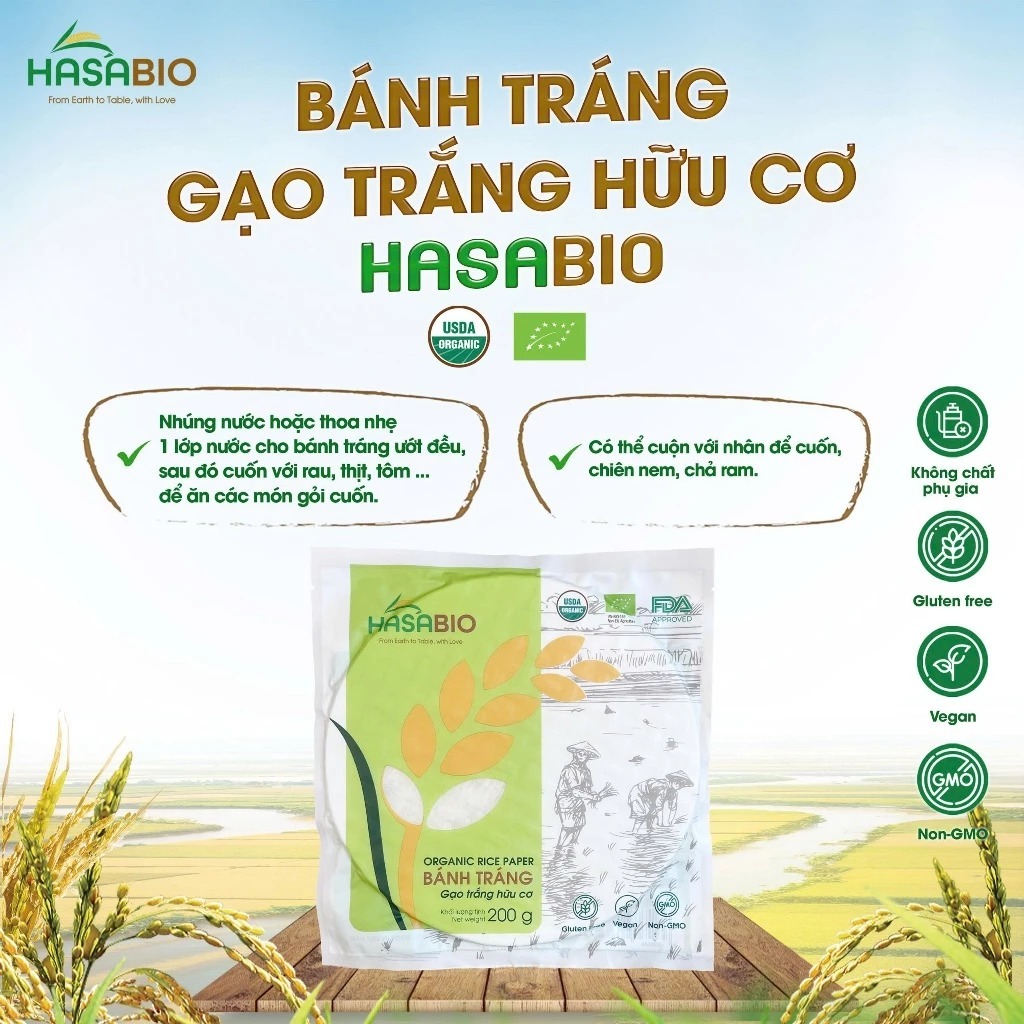 Bánh tráng hữu cơ HaSaBio Organic Rice Paper