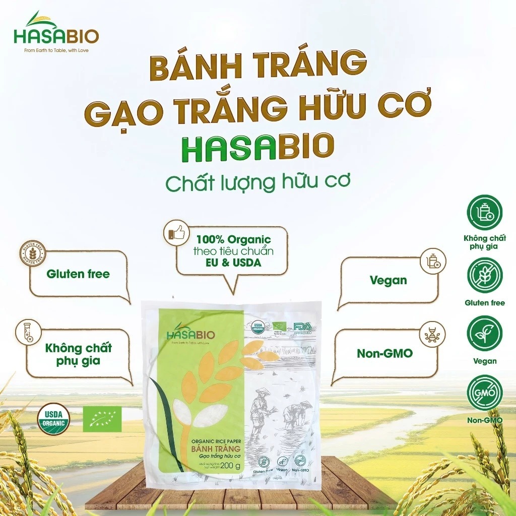 Bánh tráng hữu cơ HaSaBio Organic Rice Paper