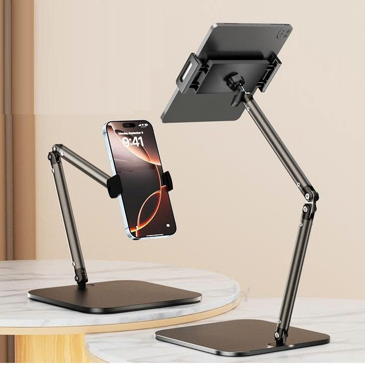Giá đỡ ipad, điện thoại hợp kim nhôm mẫu xoay 4 chiều 360 độ đa năng, Đế đúc chắc chắn quay video, giải trí chống rung