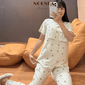 Bộ tole lanh quần dài bèo V1, form tôn dáng, hàng thiết kế may kỹ 40-75kg - Nocnhasleepwear