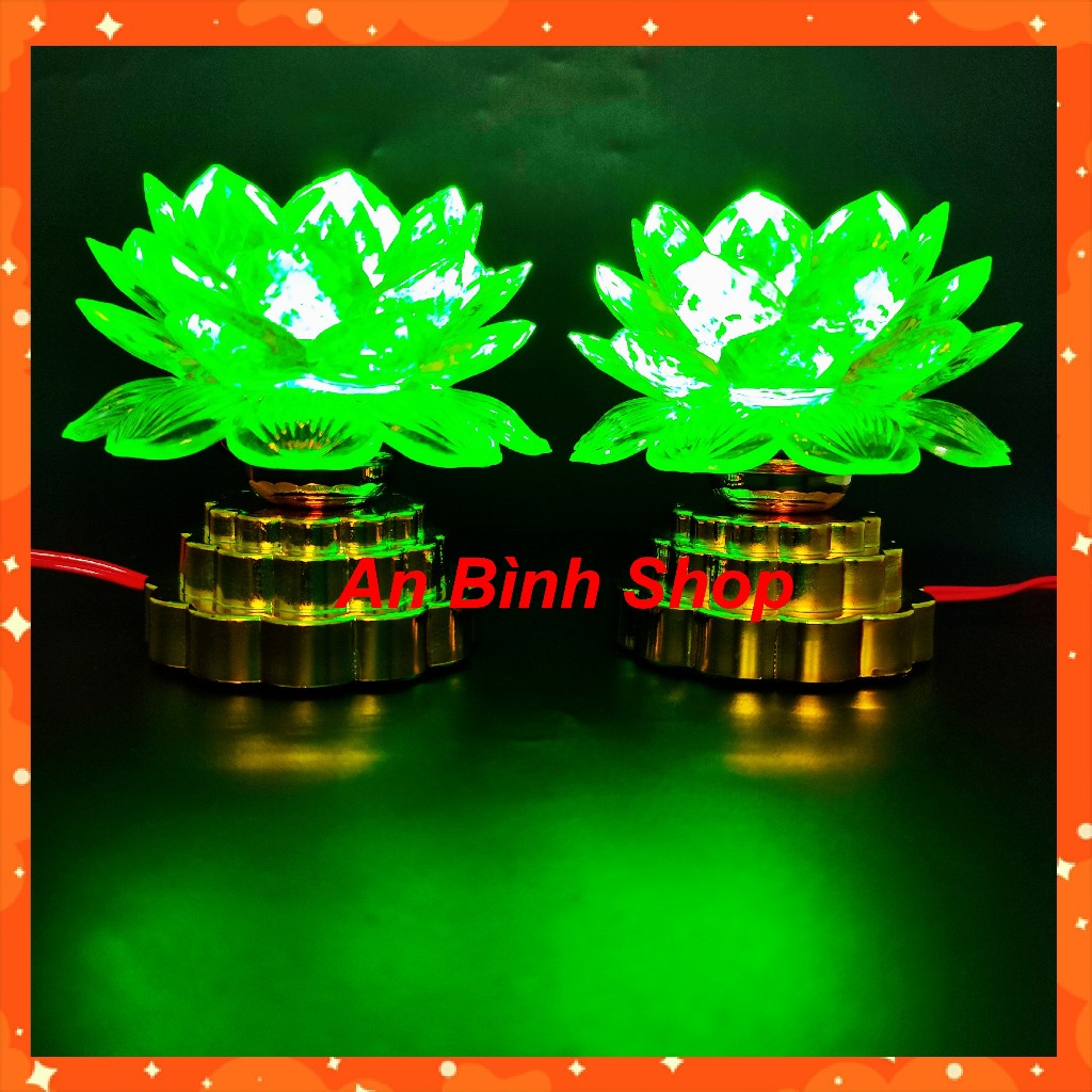 ( Hàng loại 1 ) Bộ 02 đèn thờ hoa sen để thờ cúng gia tiên, đèn thờ cúng  phật, đèn bàn thờ đổi màu - chất lượng cao TH