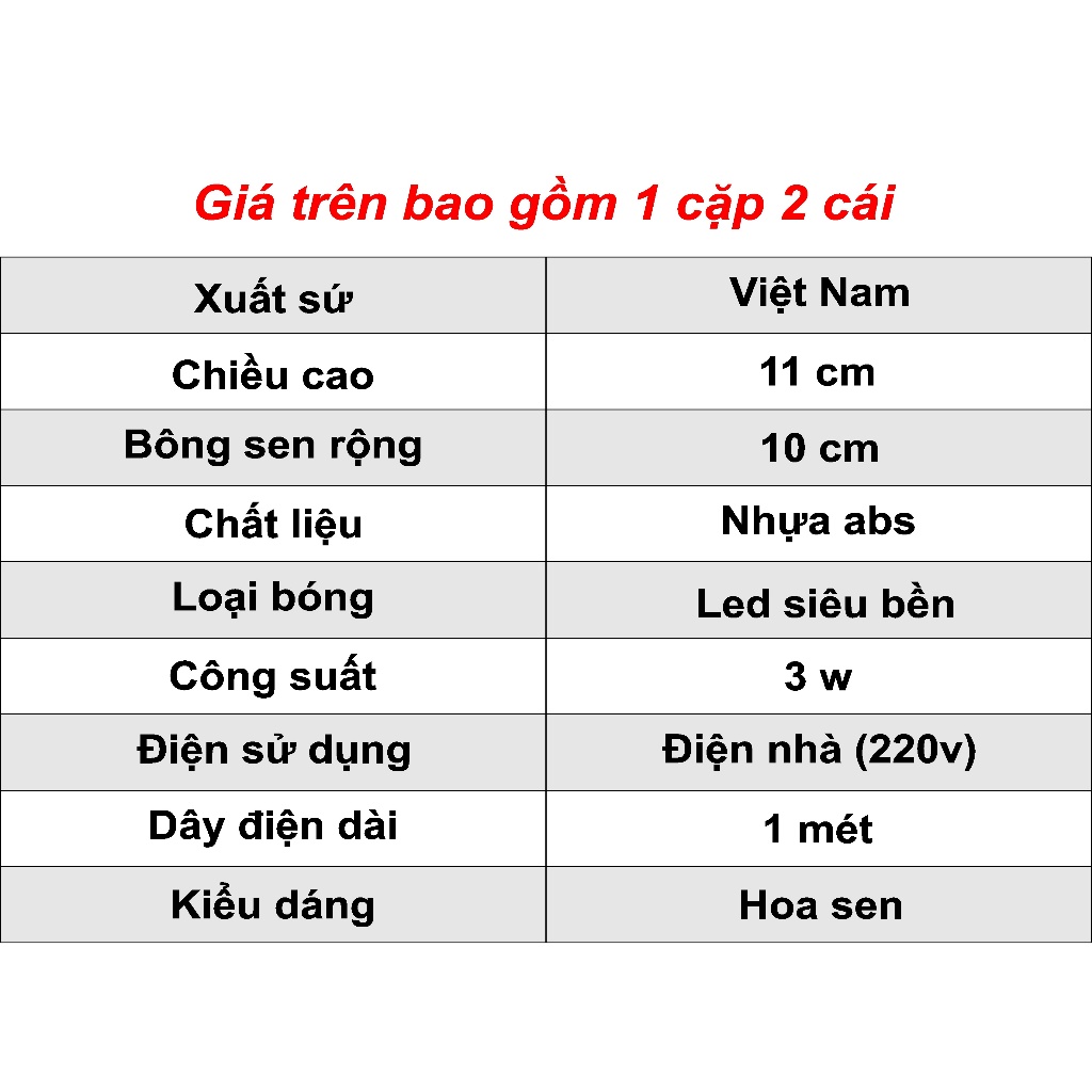 ( Hàng loại 1 ) Bộ 02 đèn thờ hoa sen để thờ cúng gia tiên, đèn thờ cúng  phật, đèn bàn thờ đổi màu - chất lượng cao TH