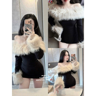Váy lông trễ vai siêu đỉnh 💯💝đi CHƠI, đi LÀM ,đi du lịch sang chảnh, xinh XINH đẹp