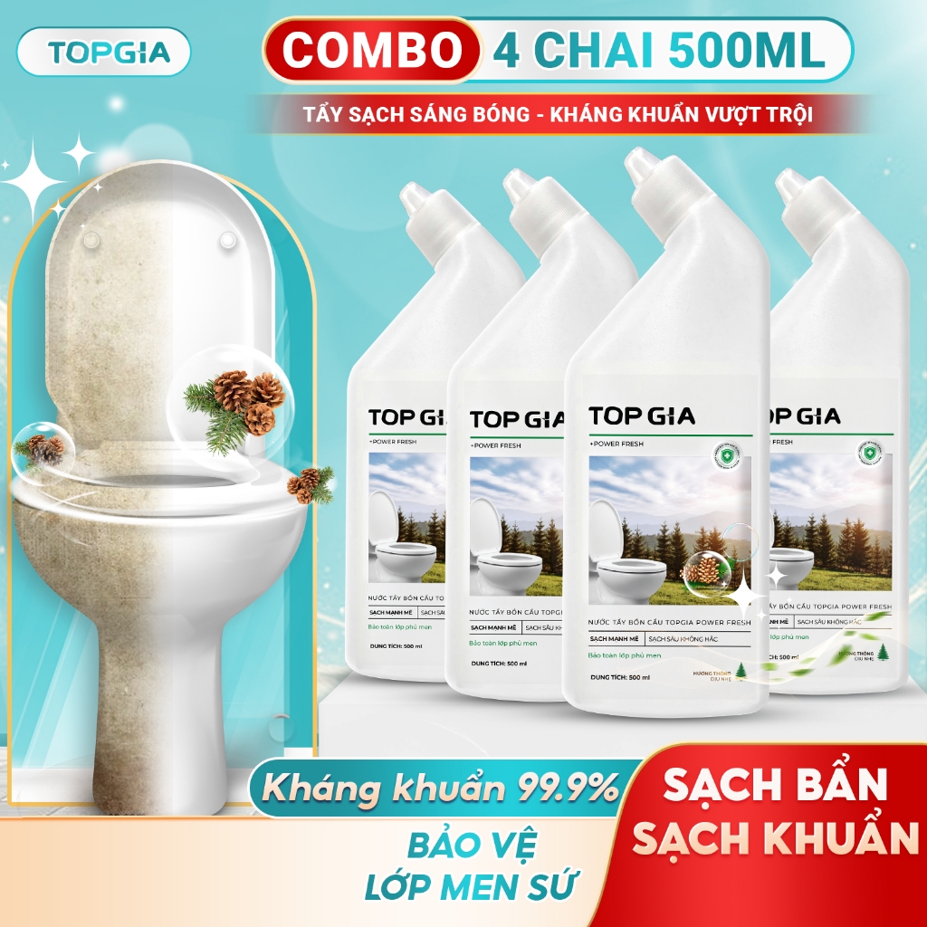 Nước tẩy bồn cầu TOPGIA siêu mạnh, đa năng, kháng khuẩn, khử mùi hương thông, giữ sạch lâu