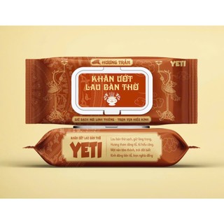 Thùng 10 gói Khăn ướt Yeti lau bàn thờ tinh dầu Trầm nguyên chất, 35 tờ size siêu bự 18*20cm