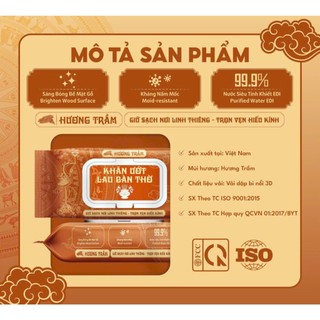 Thùng 10 gói Khăn ướt Yeti lau bàn thờ tinh dầu Trầm nguyên chất, 35 tờ size siêu bự 18*20cm