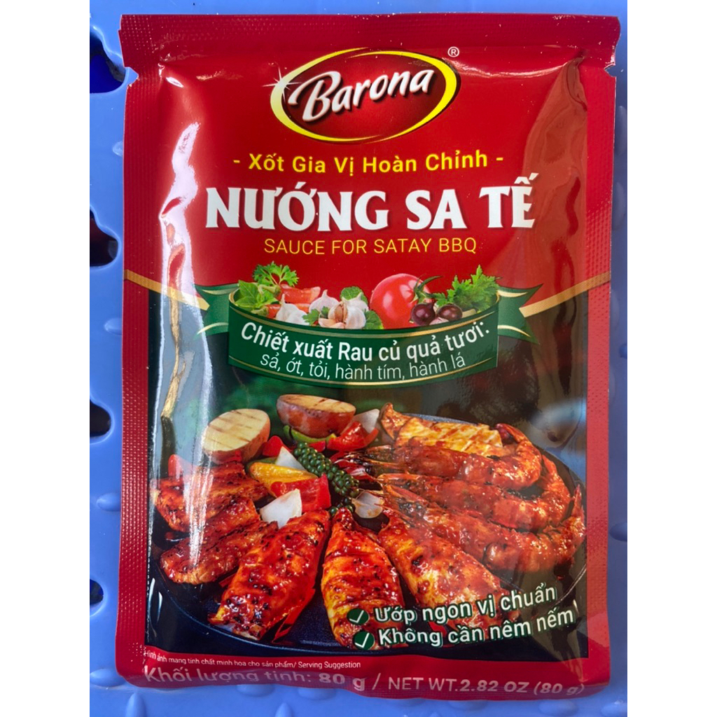 Xốt gia vị Nướng Sa Tế Barona 80g ướp nướng đa năng, ngon chuẩn vị không cần nêm nếm