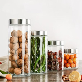 Hũ thuỷ tinh trơn/Lọ thuỷ tinh nắp inox có 4 size đựng thực phẩm, gia vị an toàn tránh ẩm mốc