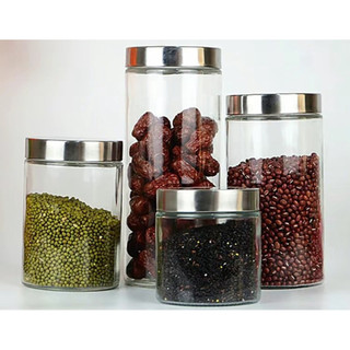 Hũ thuỷ tinh trơn/Lọ thuỷ tinh nắp inox có 4 size đựng thực phẩm, gia vị an toàn tránh ẩm mốc