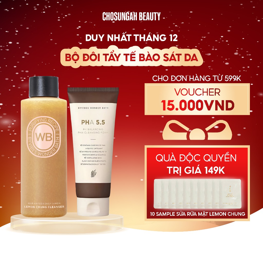 Bộ Đôi Sữa rửa mặt Lemon Chung & PHA 5.5 Chosungah Wonder Bath hỗ trợ làm sạch sâu, sáng da
