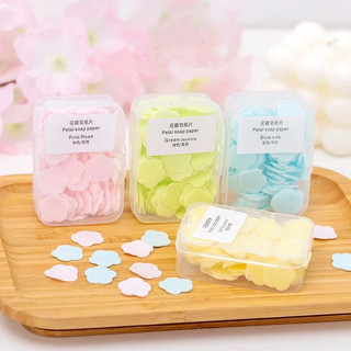 Hộp 100 Miếng Xà Phòng Giấy Rửa Tay Hương Hoa, Thiết Kế Nhỏ Gọn Mang Đi Dễ Dàng