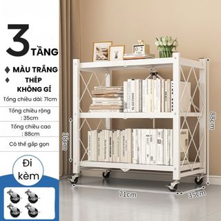 Kệ Gấp Gọn Đa Năng 3,4,5 Tầng Không Cần Lắp Ráp Có Bánh Xe Di Chuyển - Kệ Bếp, Kệ Để Đồ Nhà Kho Chịu Lực Tốt