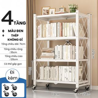 Kệ Gấp Gọn Đa Năng 3,4,5 Tầng Không Cần Lắp Ráp Có Bánh Xe Di Chuyển - Kệ Bếp, Kệ Để Đồ Nhà Kho Chịu Lực Tốt
