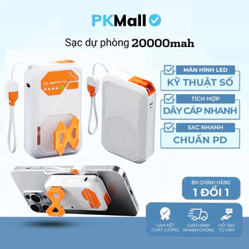 Sạc Dự Phòng TZ13 20000mAh Không Dây, Sạc Dự Phòng Kiêm Củ Sạc Công Suất 22,5W , Sạc Cho Iphone Và Android