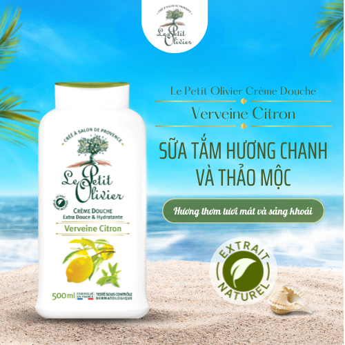 Sữa Tắm Le Petit Olivier Pháp 500ml Cỏ Roi Ngựa Chanh – Giảm Căng Thẳng, Dưỡng Da Mềm Mại, Hương Thơm Sảng Khoái