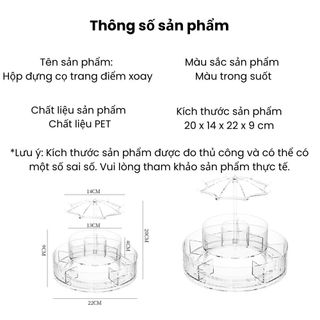 Kệ Đựng Mỹ Phẩm Xoay 360 Độ 2 Tầng Có Mái Che Sang Trọng – Hộp Đựng Đồ Trang Điểm Acrylic Cao Cấp