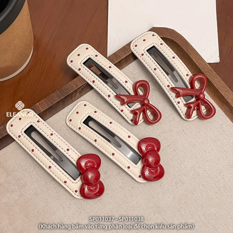 Kẹp tóc nữ Eleanor Accessories chấm bi đính nơ basic phụ kiện tóc kẹp tóc mái 11037